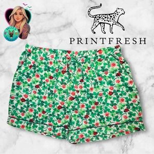 Printfresh Women's Medium Pajama Shorts Clover Collector Sweet Mint Ladybug